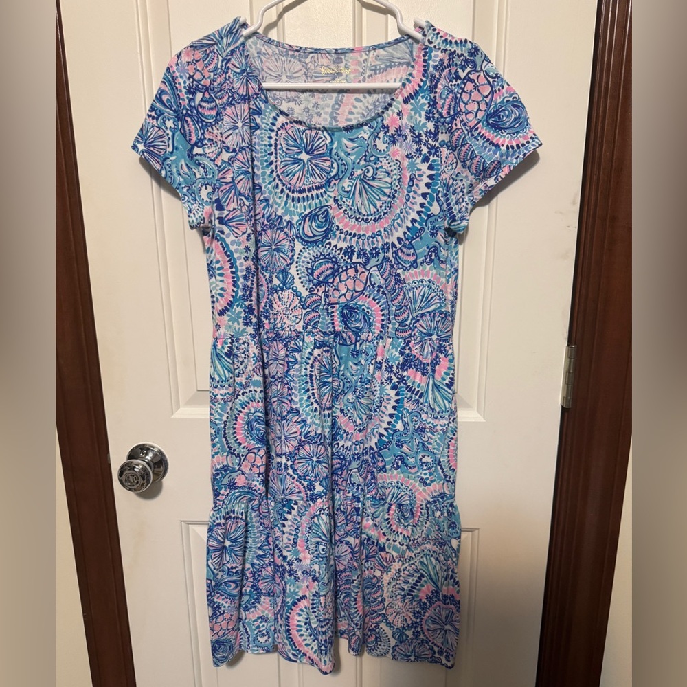Lilly Pulitzer tiered swing dress size L EUC